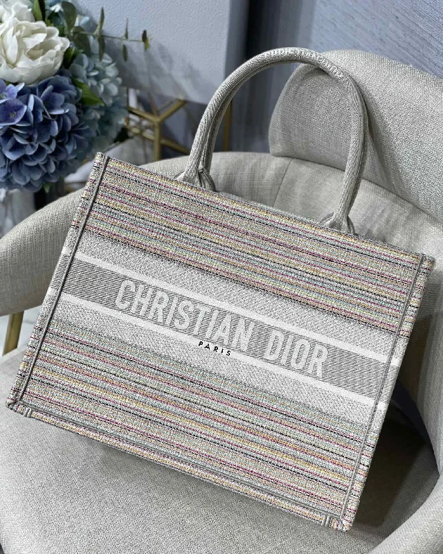 Fashion - forward Christian Dior tote bags for the modern womanChristian Dior MeChristian Diorum Book Tote Bag Canvas Stripes Embroidery