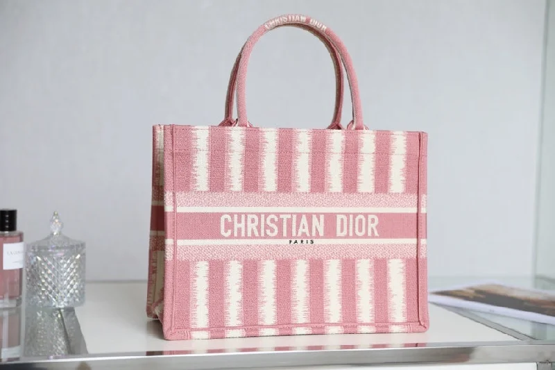 Christian Dior handbags with a removable shoulder strap for versatilityChristian Dior MeChristian Diorum Book Tote  Pink D-Stripes Embroidery For Women 36cm/16.5in