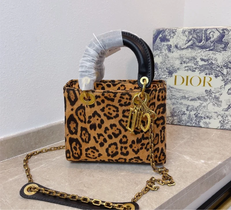 Christian Dior bags with a side - pocket for holding a water bottleLeopard Dior woman Handbag